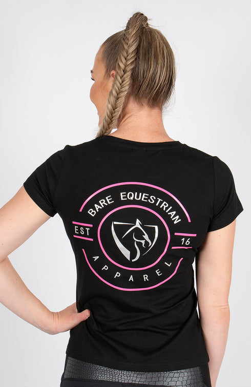 BARE Emblem T-Shirt - Black and Hot Pink